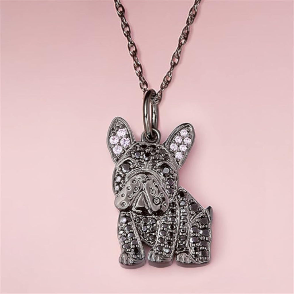 Black France Dog-shaped Pendant Necklace