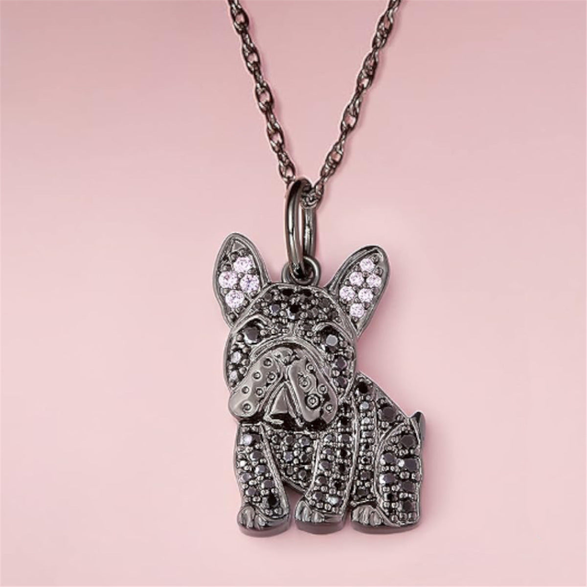 Black France Dog-shaped Pendant Necklace
