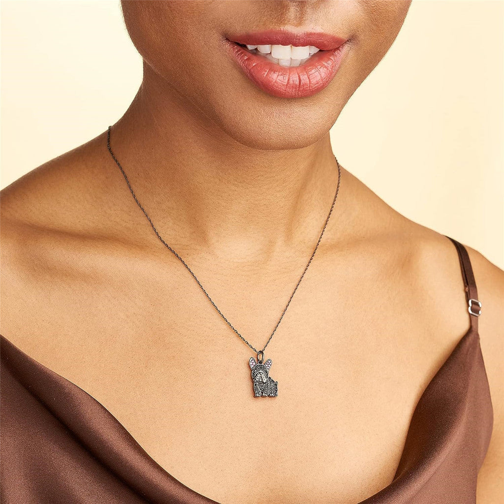 Black France Dog-shaped Pendant Necklace