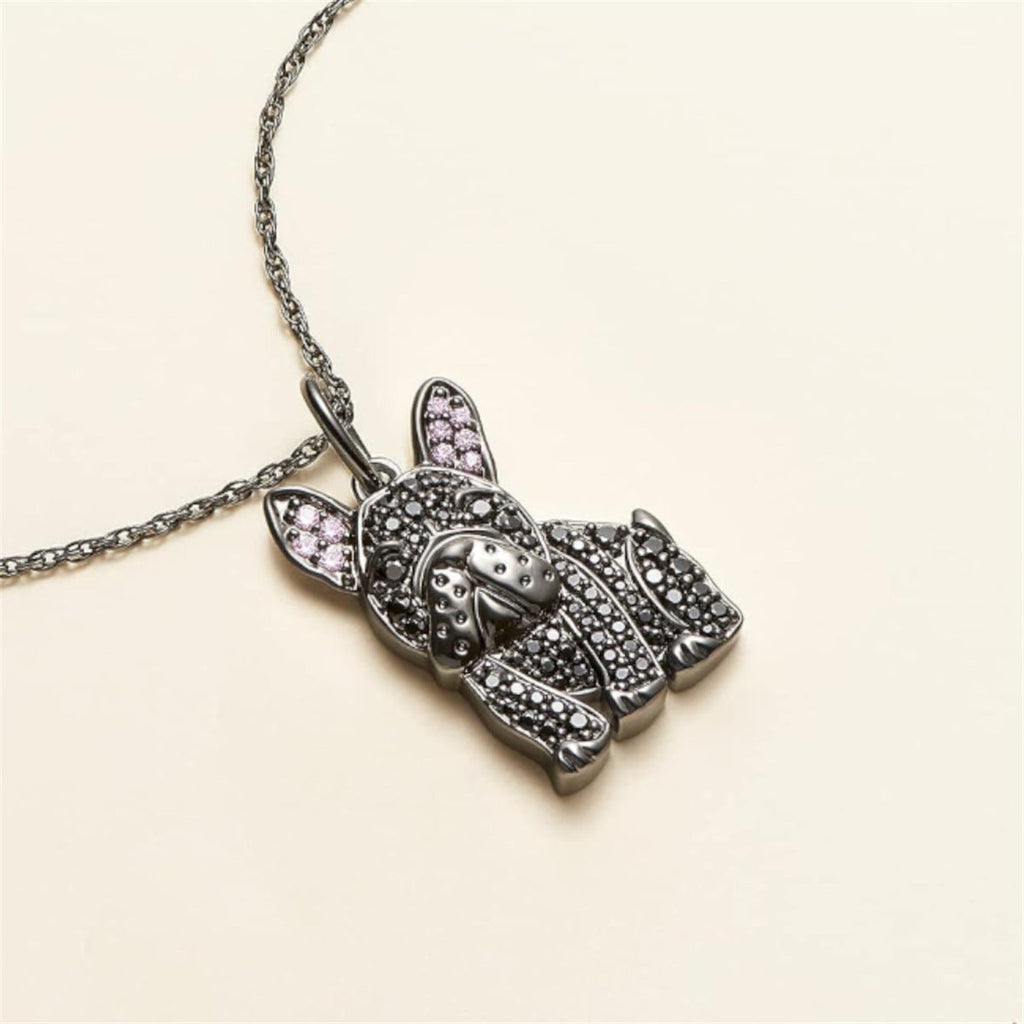 Black France Dog-shaped Pendant Necklace