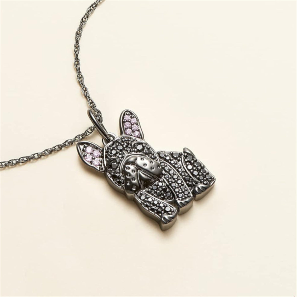 Black France Dog-shaped Pendant Necklace