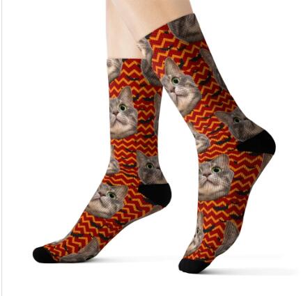 Personalized Custom Pet Head Print Socks For Dog Cat Lover