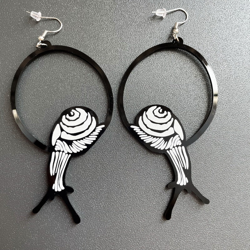 Acrylic Dangle Earrings Round Asymmetric Dog Drop Earrings