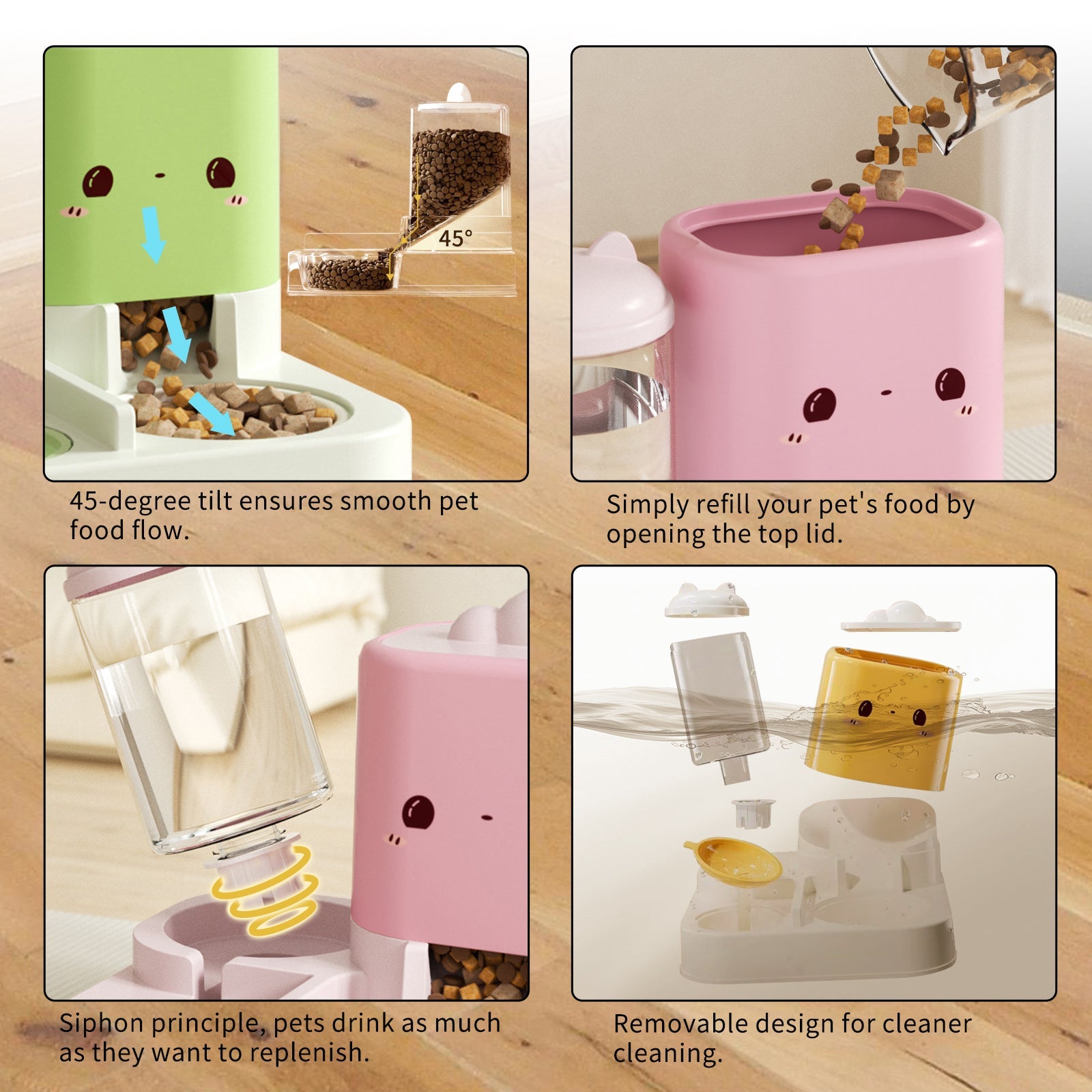 1 Piece Cartoon Cloud Cat Ear Feeding And Water Feeding Integrated