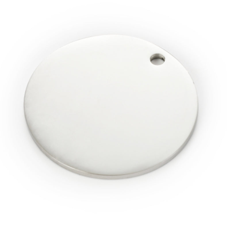 Stainless Steel Mirror Polished  Disc Round Dog Tag Charm Pendant