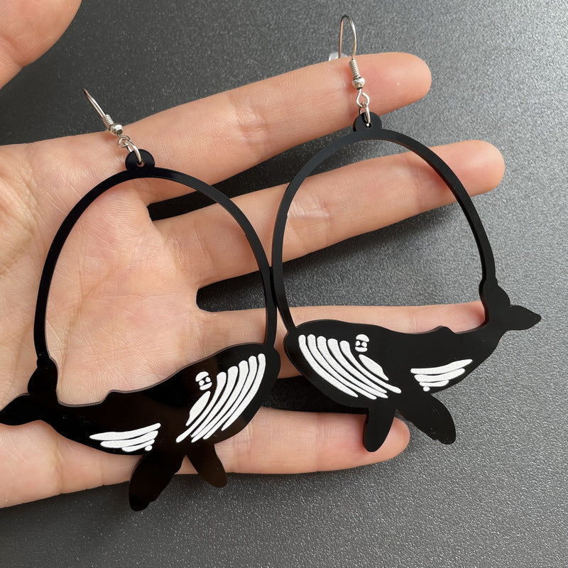 Acrylic Dangle Earrings Round Asymmetric Dog Drop Earrings